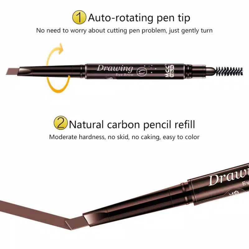 BISA COD - DNM Eyebrow Definer Pensil Alis Waterproof dan Tahan Lama - Pensil Alis 2in1