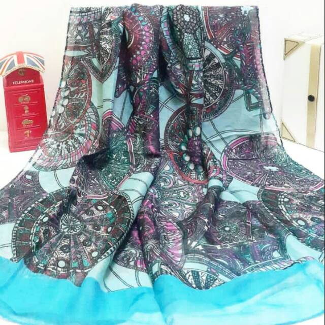 Hijab pashmina viscose branded biru muda