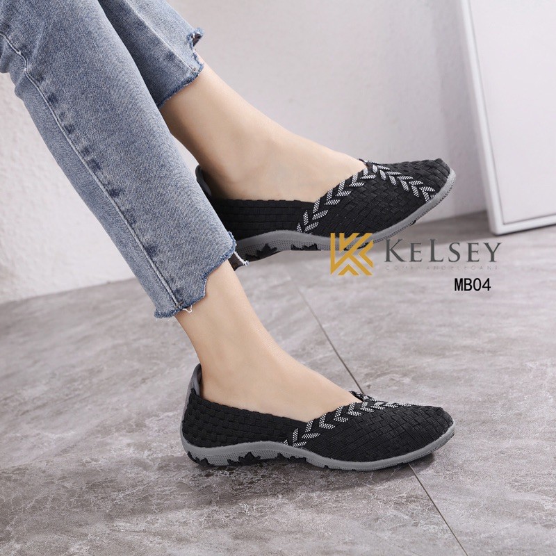 (GRATIS ALAS KAKI) NICOLE SEPATU RAJUT WANITA KELSEY MB04 SEPATU FLAT RAJUT Flats Shoes Rajut anyaman