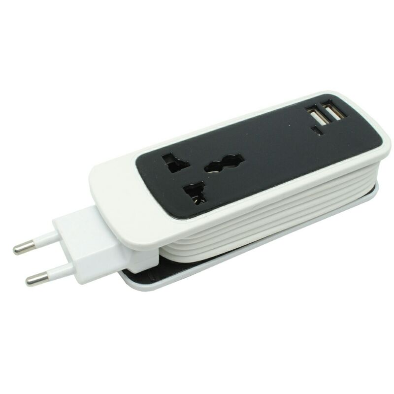 Stop Kontak Colokan Listrik Universal S15 With 2 USB Port Exbo - Black