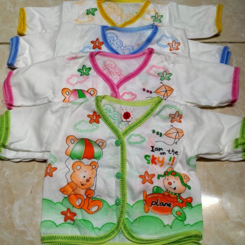 1 lusin baju bayi lengan panjang lengan pendek termurah | baju baby motif gambar bahan katun | baju atasan baby new born