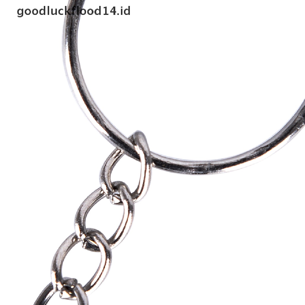 [OOID] Polished Stainless Silver Keyring Keychain Split Ring Short Chain DIY Jewelry ID