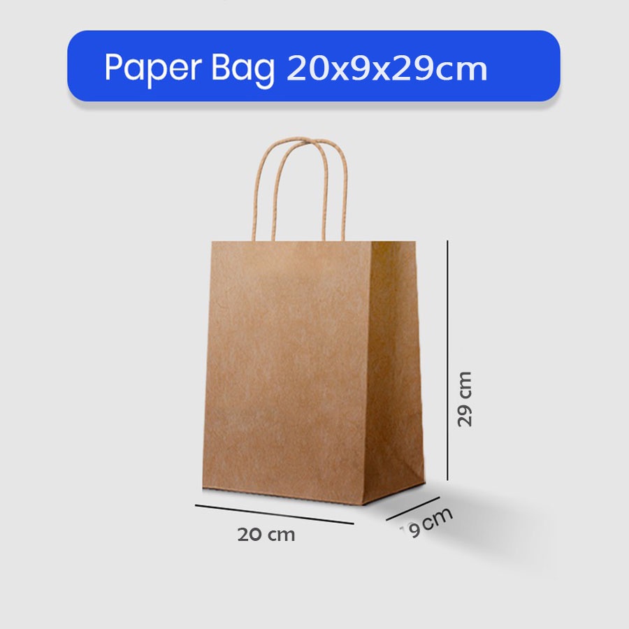 

Paper Bag Coklat Medium 20x9x29 cm Papper Bag Kertas Kado Souvenir Hampers Packing Olshop Murah