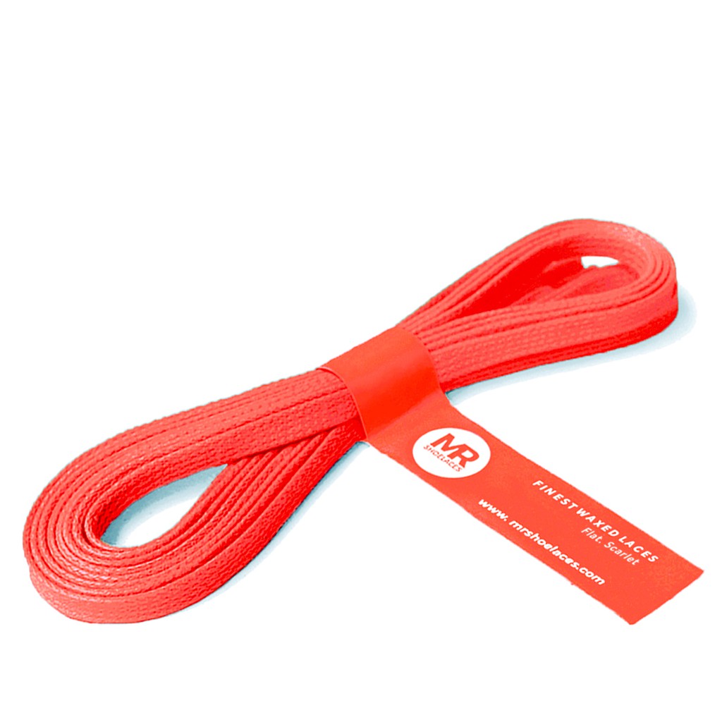 MR Shoelaces FA20 Scarlet Tali Sepatu Lilin 5mm Gepeng Flat Pipih (Waxed Laces) 90cm 100cm 120cm 200cm - Premium Shoelace Jingga