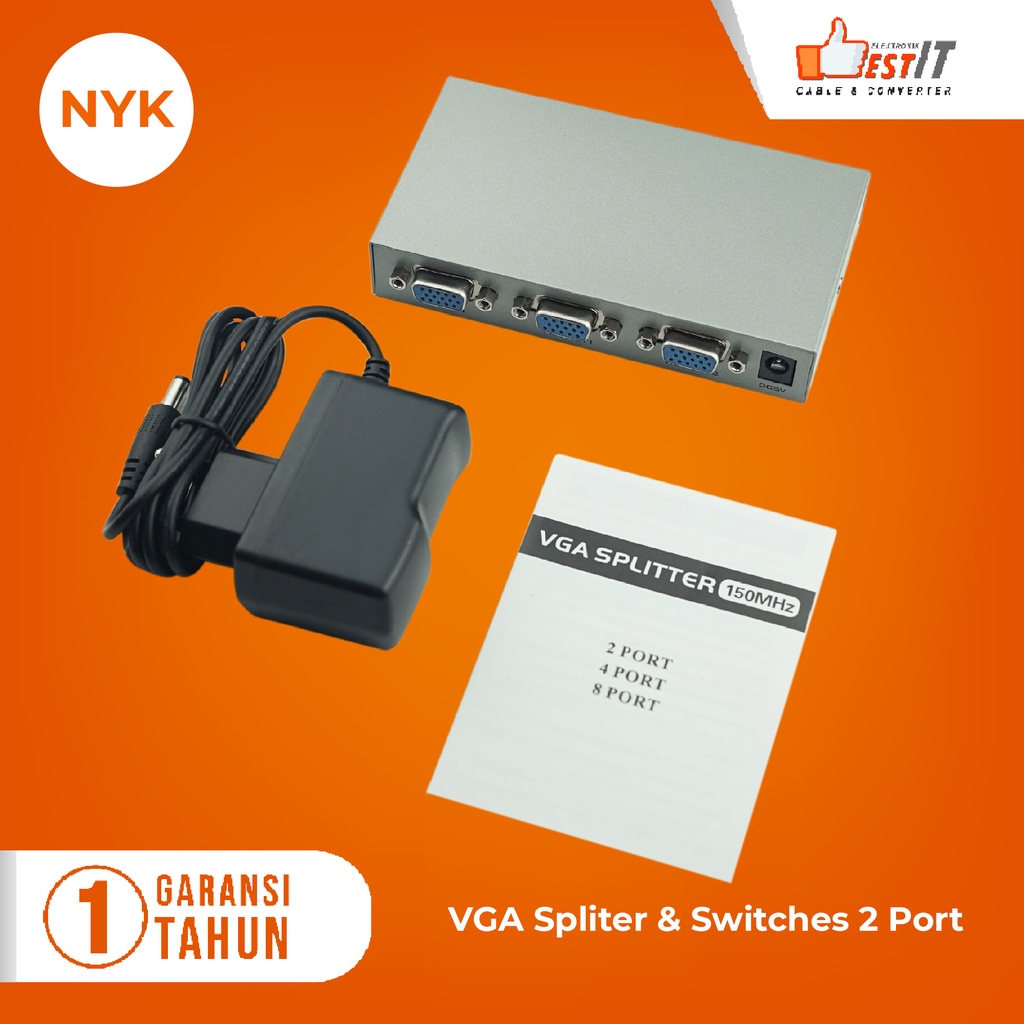 VGA Splitter 1-2 Port 150Mhz NYK High Quality