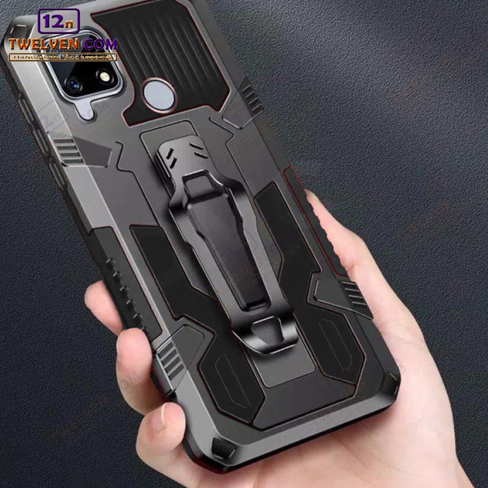 Case Shockproof Realme C15 Armor Hardcase Stand Clip