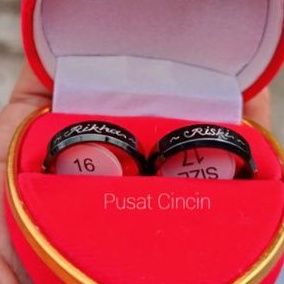 Cincin couple nama,Titanium hitam polos termurah