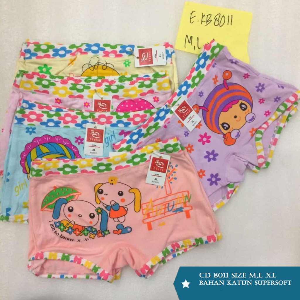 CD Celana Dalam Katun Super Soft Boxer Anak Perempuan Elena 8011 &amp; 9025