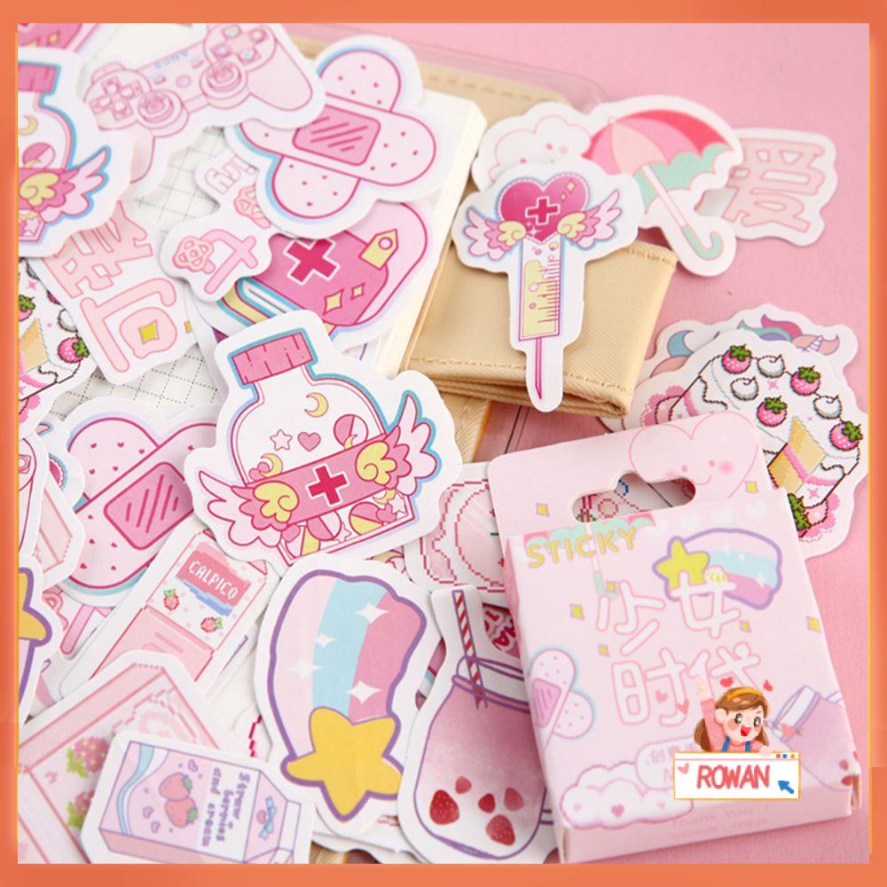 46pcs / Kotak Stiker Kertas Motif Bunga Untuk Scrapbook / Diary