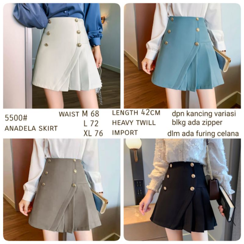 MDLV ~ 5500# Anadela Skirt Rok Celana Premium Korea Look Fashion import