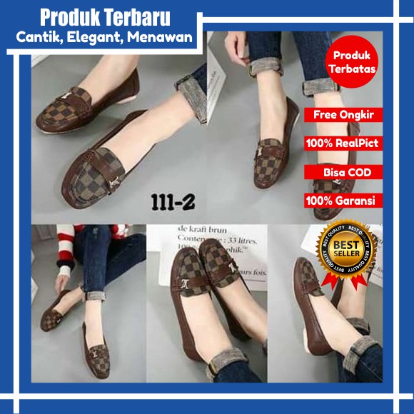 flatshoes wanita sepatu flat shoes wanita plat shoes wanita LV BM58 Coklat