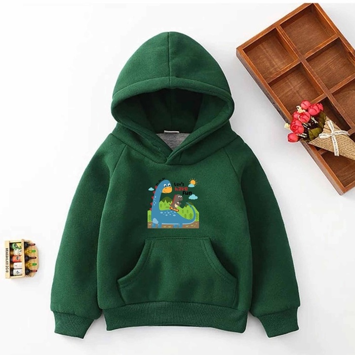 Hoodie Fun Dino Anak Fleece Pakaian Anak