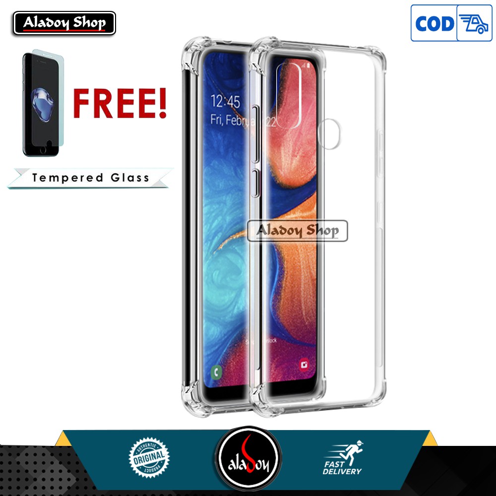 PROMO Case Free Tempered Glass Clear SAMSUNG A20 Anticrack Shockproof Premium Softcase