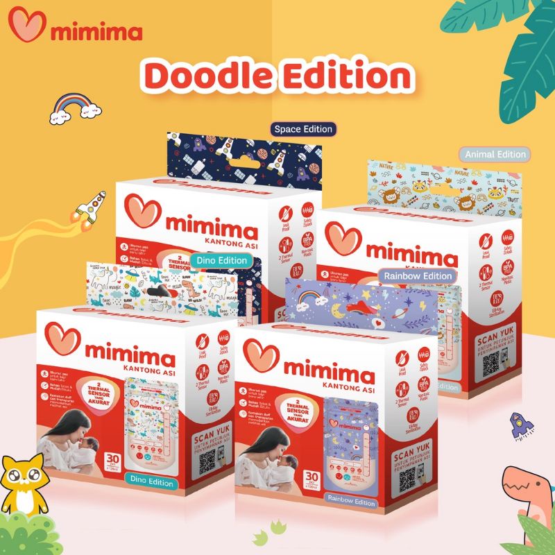 Kantong Asi Mimima 120ml Breastmilk Storage Doodle Edition