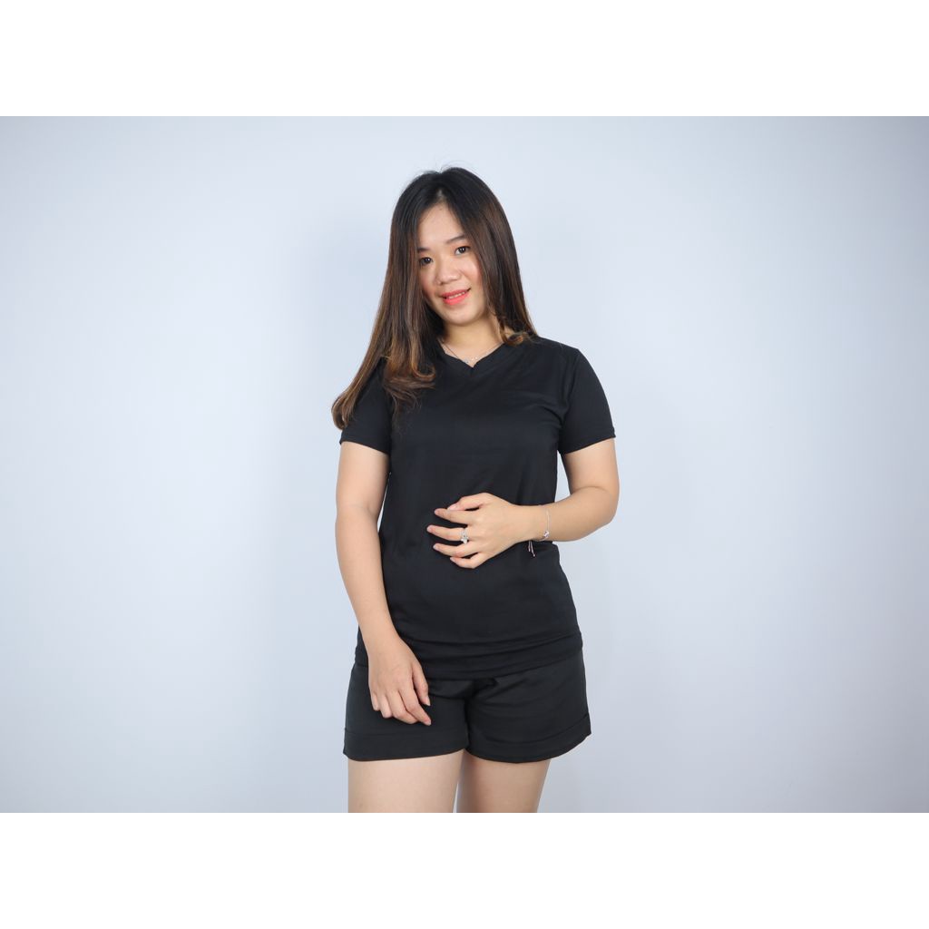 VNECK PENDEK XL / KAOS POLOS BASIC VNECK PENDEK XL / ATASAN PAKAIAN WANITA MURAH / BAHAN SPANDEK