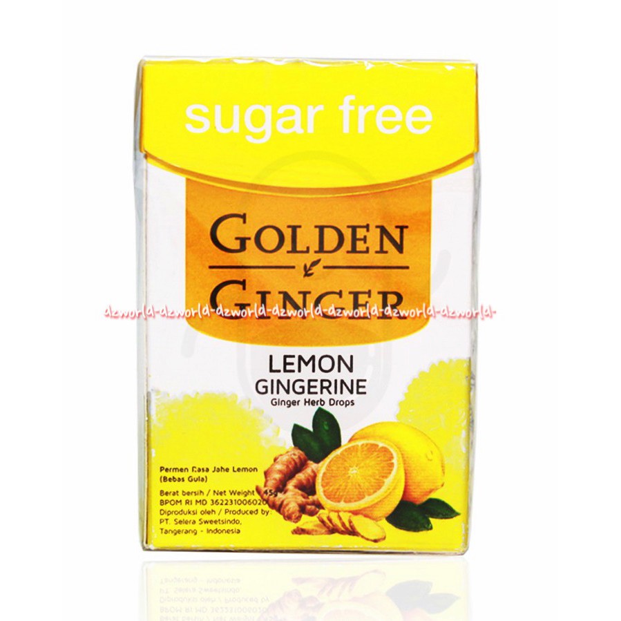 Golden Ginger SF Flip Top Lemon Gingerine 45gr Permen Helbal Ekstrak Jahe