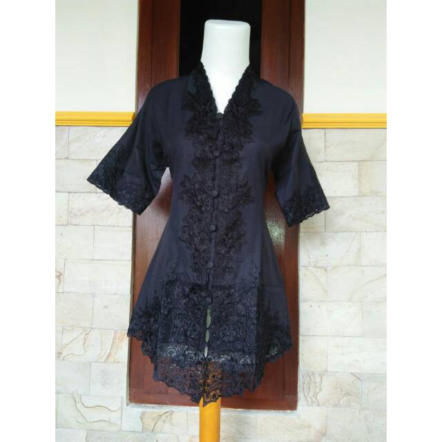 Kebaya encim hitam bordir polos lengan pendek murah l atasan blouse wanita