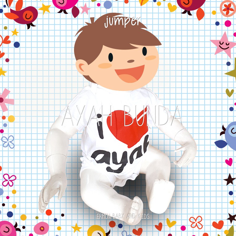 baju bayi jumper bayi love ayah bunda sepasang 2pc