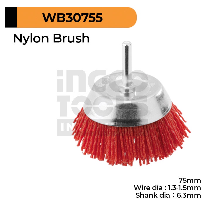 Nylon Cup Brush (Bor 3") INGCO WB30755 - Sikat Nilon Mangkok Abrasive Plastik