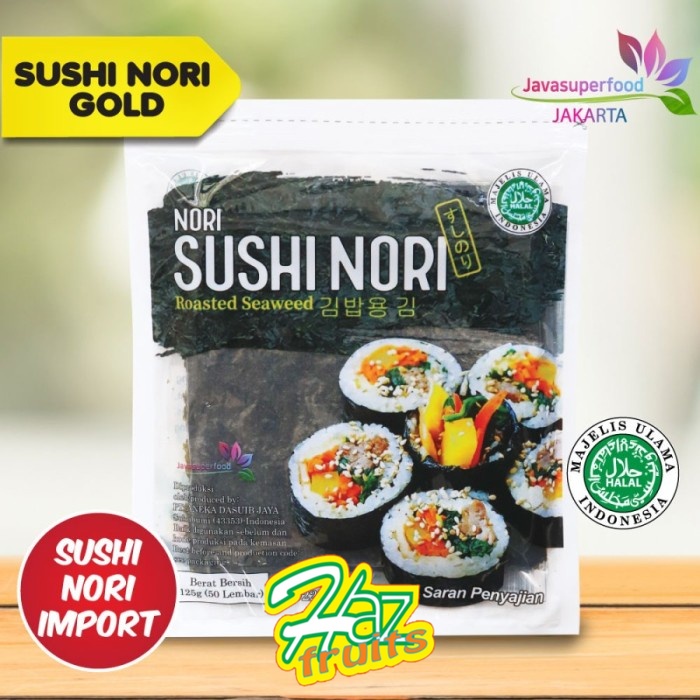 

Sushi Nori Seaweed / Rumput Laut Panggang Javasuperfood - 50 Sheet