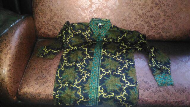 Cinta Batik Hrb026 Kenongo Kemeja Tosca Pendek Pekalongan Padi M L Xl Sogan Tulis Halus Kemeja Batik