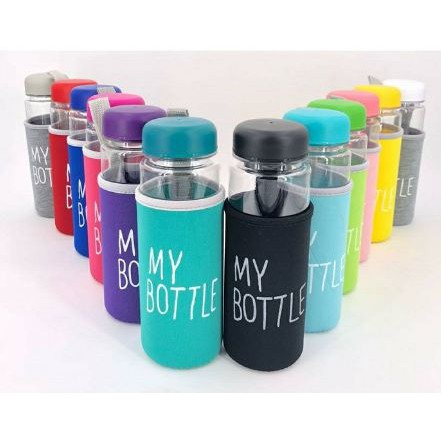 MY BOTTLE BENING SARUNG BUSA 500ML LOGO BPA FREE / MY BOTTLE TRANSPARANT + SARUNG