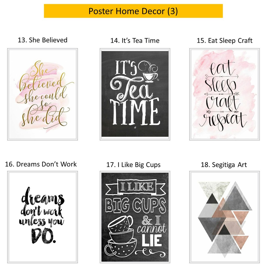 Home Decor Poster Hiasan Pajangan Dinding  Kantor Rumah  