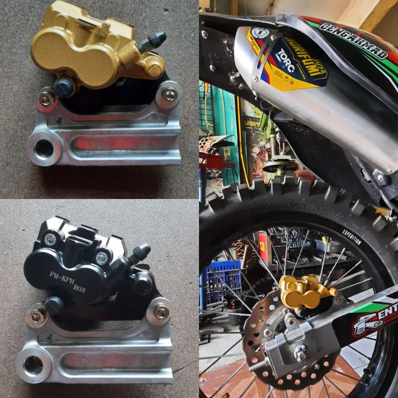 kaliper rem belakang klx 2piston pnp di swing arm klx ori dan variasi