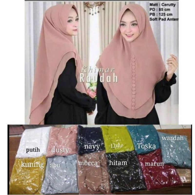 Jilbab Khimar Bahan Ceruty Warna Lemon-4