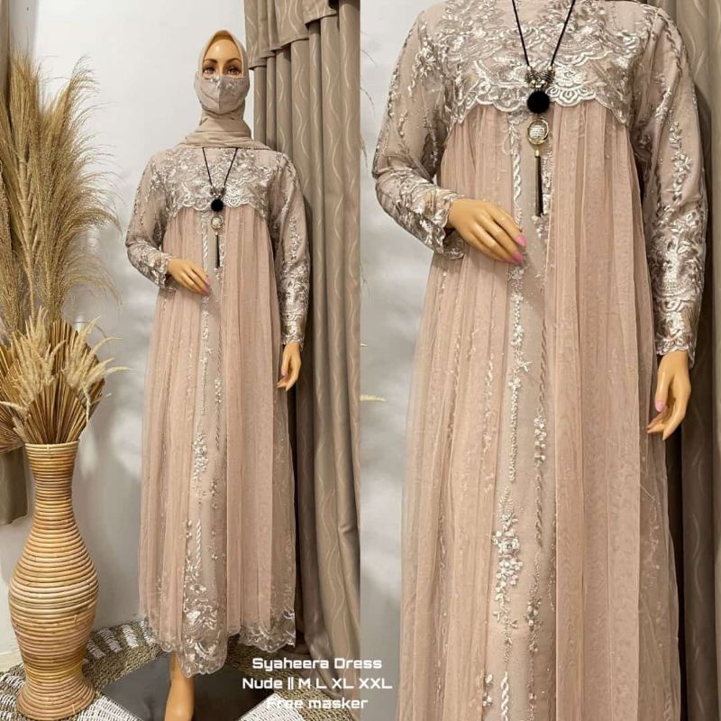 GAMIS SYAHEERA DRESS HIGH CLASS QUALITY PREMIUM // GAMIS TILE ORI TERBARU // GAMIS PESTA KONDANGAN M