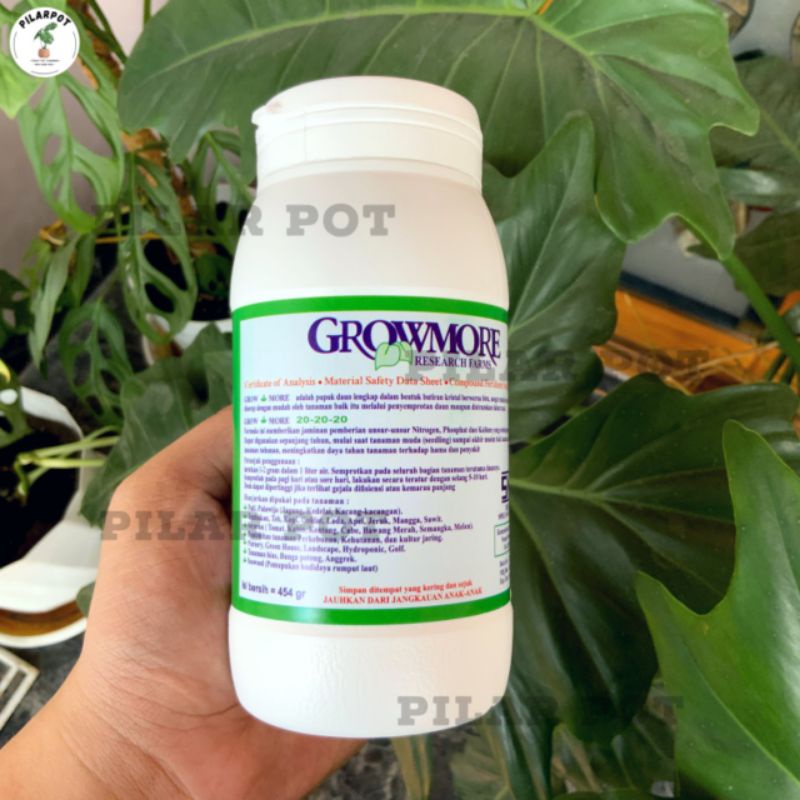 pupuk nutrisi npk GROWMORE 20-20-20 untuk buah,bunga,daun dan akar (454gr) - GROWMORE BOTOL 20-20-20 SEIMBANG