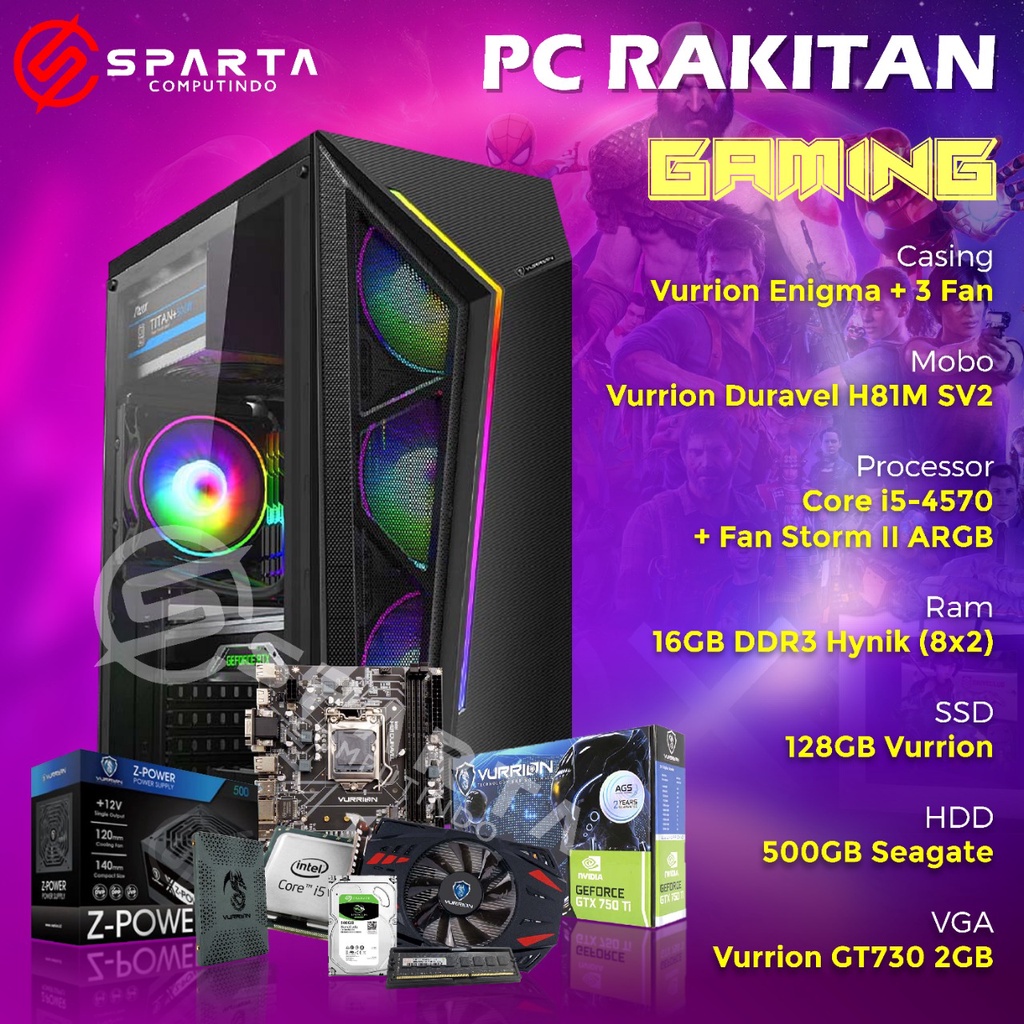 PC RAKITAN GAMING NEW CORE i5 RAM 16GB DUAL STORAGE VGA 2GB BERGARANSI 1 TAHUN