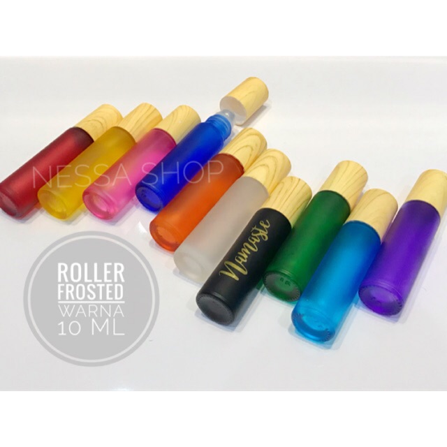 Botol Roller Frosted Tutup Kayu 10 ml Roller warna/Roller warna Dove/Rollon Parfum/ Roller Roll on