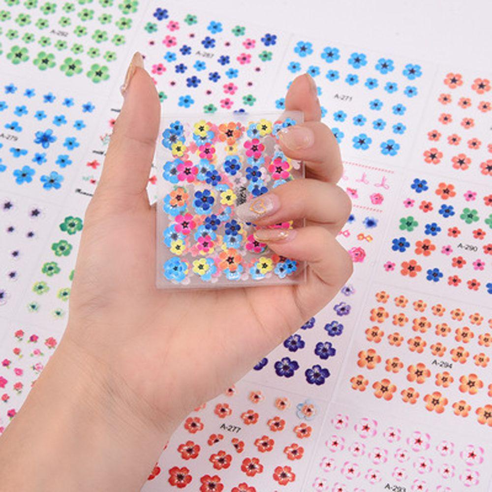 AUGUSTINA Agustina Bunga Stiker Kuku 30Pcs /set Segar Perekat Diri DIY Nail Decals