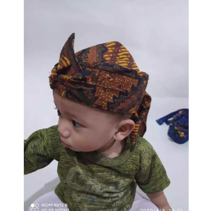 Blangkon Bayi Corak Batik / Ikat Kepala Anak Sunda Pajajaran / Blangkon Batik Bayi  5 Bulan Sampai 4 Tahun Full Motif Random Batik