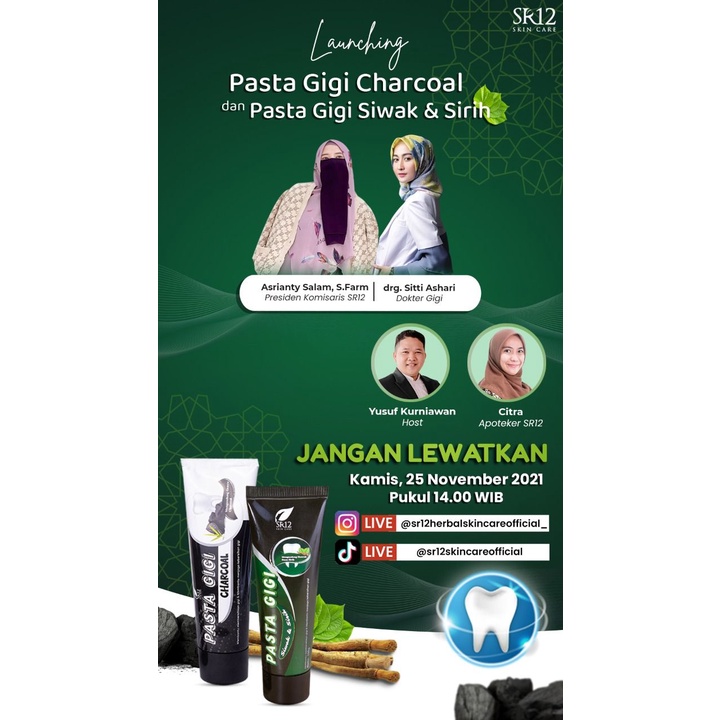 SR12 PASTA GIGI SIWAK DAN SIRIH HERBAL BPOM HALAL NAFAS SEGAR SETIAP SAAT