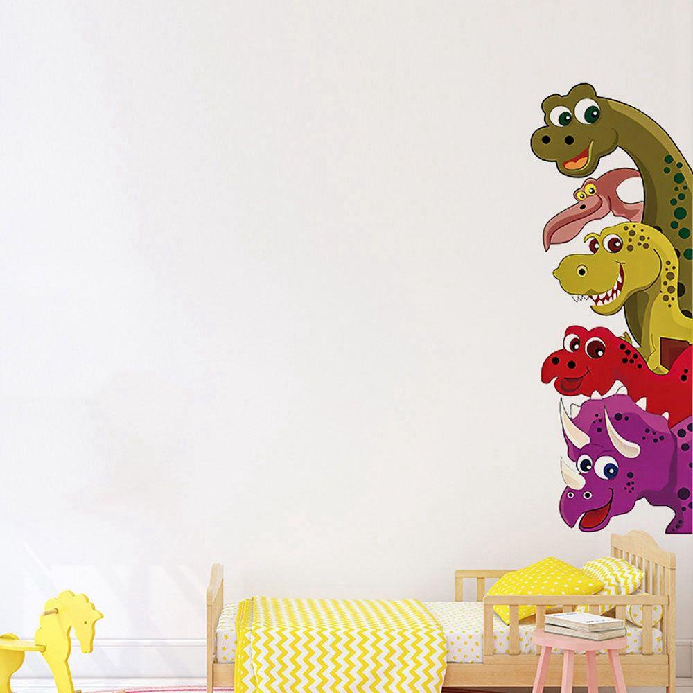 Agustinina Dinosaurus Stiker Dinding Untuk Kamar Anak Bayi Tahan Air Kartun Dinding Seni Hewan Latar Belakang Mural Tema Dinosaurus Nursery Sticker