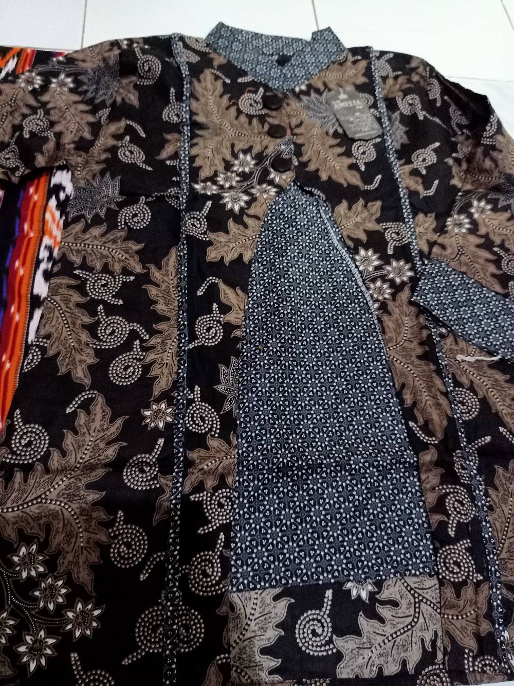 Ada Jumbo Blus Davina Lawasan Daun #3 Katun Motif Bunga Batik Devina Sogan Belah Wanita Premium