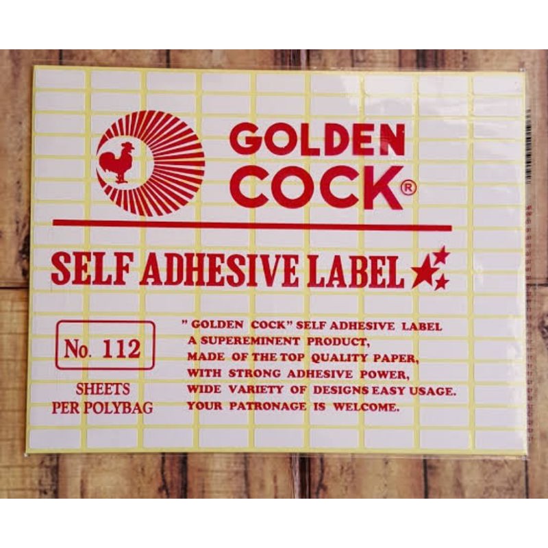 

Label sticker Golden cock 103 121 112 99