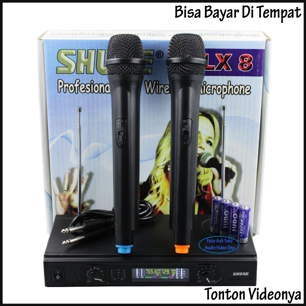 Mikrofon Wireless SHURE ULX 8 Mik Werles Karaoke Mic Vokal 2 Handle UHF