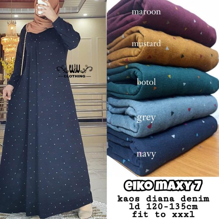 GAMIS JUMBO HARIAN KOTAK KOTAK TAROSA BAHAN CALVIN/DIANA DENIM LD120-140 PJ140 FIT TO XL-XXXXL ‑ Adl