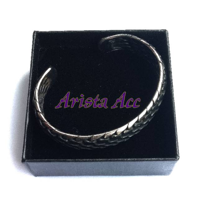 [16.5mm] Gelang Papua besi putih [stainless baja ]pria anti karat selamanya