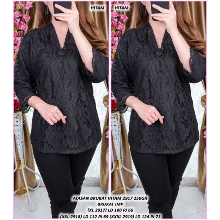 KEBAYA BRUKAT HITAM ATASAN HITAM ASD 29177 KEBAYA POLOS