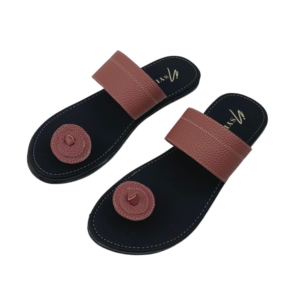Insyira - Sandal Papirut Wanita Juliana / Sandal Slop Wanita Non Slip Alas Hitam
