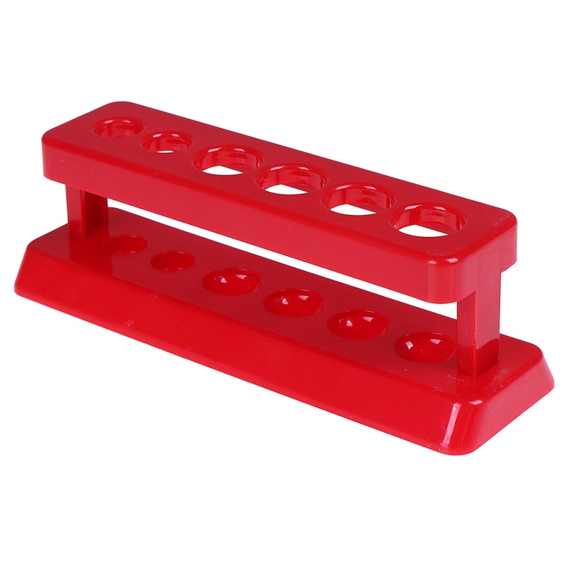 Rak Stand Holder Tabung Reaksi 6 Lubang Bahan Plastik Warna Merah Untuk Laboratorium