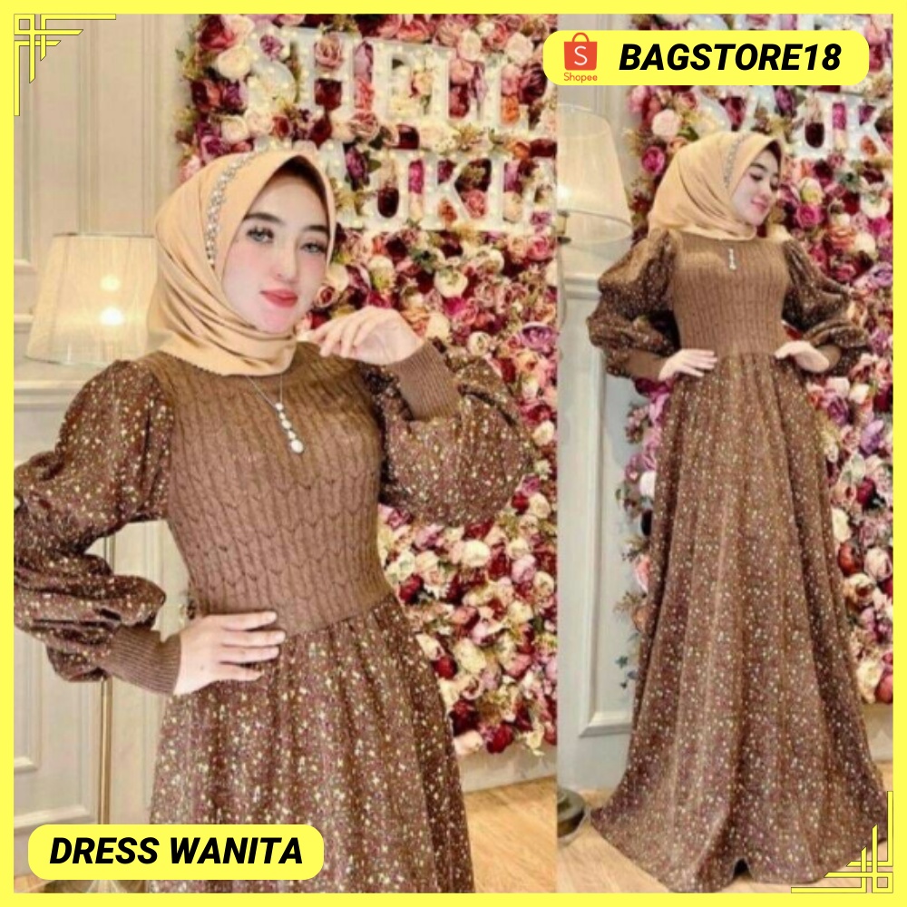 READY DRESS WANITA MAXI / GAMIS RAJUT KOMBINASI KODORAI IMPORT WS75000