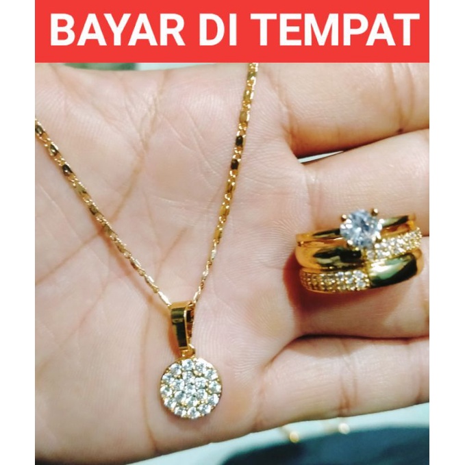 PERHIASAN WANITA KALUNG FREE CINCIN LAPIS EMAS 24