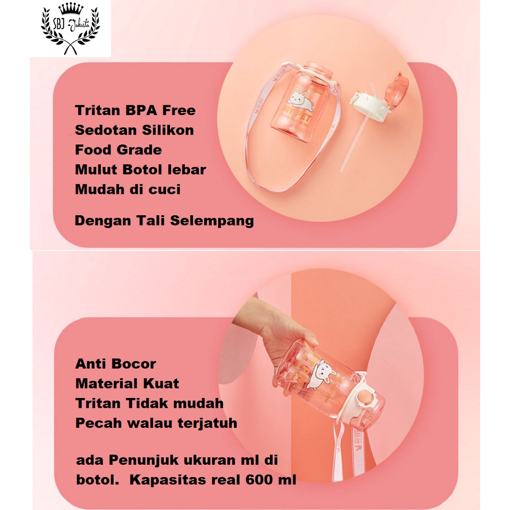 BOTOL MINUM ANAK Diller My Pet TRITAN BPA FREE 550ml dengan Sedotan