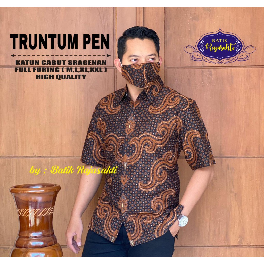 TRUNTUM PEN KEMEJA BATIK PRIA SOLO LENGAN PENDEK FULL FURING PREMIUM BATIK RAJASAKTI KAPAL KANDAS DHARMARENDRA E 2 DHARMAWIJAYA BABON ANGKREM GREY CAHAYA PHARSA ARJUNO UNGU ADHIMUKTI WARMADEWI TRIJAYA EMASPEN NAWASENA WARANGGANA JIWABUNGAH BABON ANGKREM