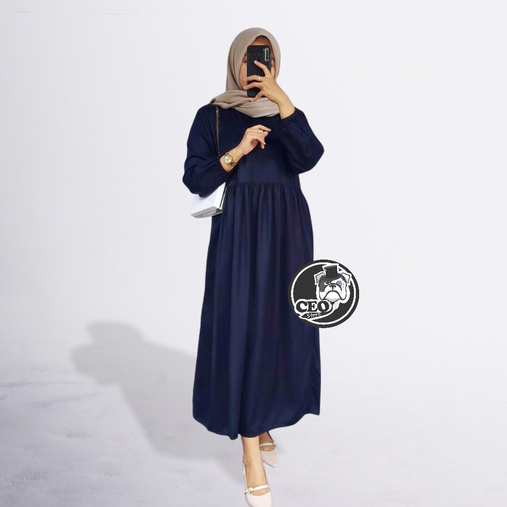 Shafa Midi Dress TERBARU Busui &amp; Non Busui / Midi dress PREMIUM Rayon Twill / DRESS WANITA MUSLIM / GAMIS